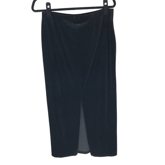 Dynamite Velvet Maxi Skirt Pull On Slit Back Goth Y2K Black L - Picture 2 of 4